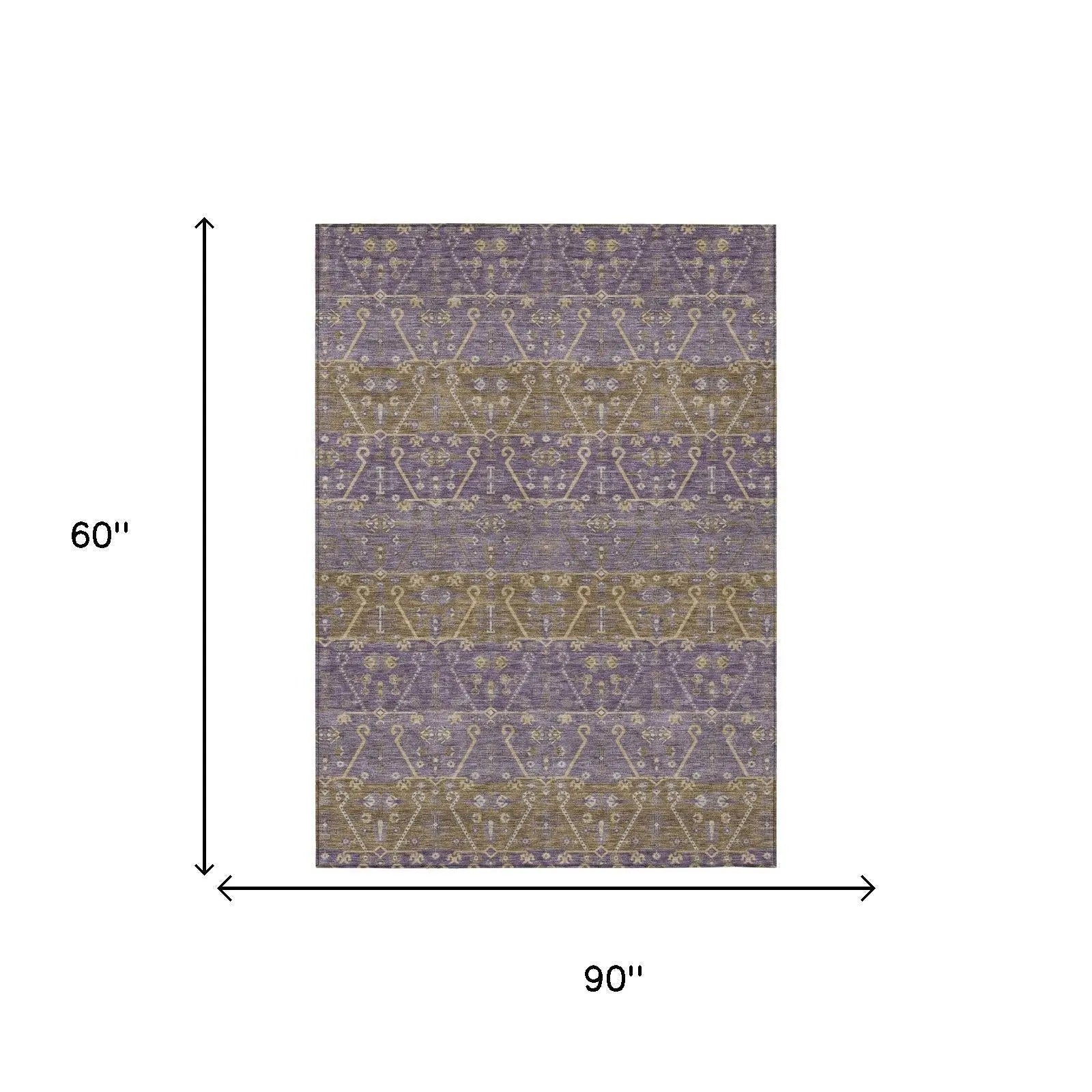 5' X 8' Plum And Purple Oriental Washable Indoor Outdoor Area Rug Homeroots Outdoor