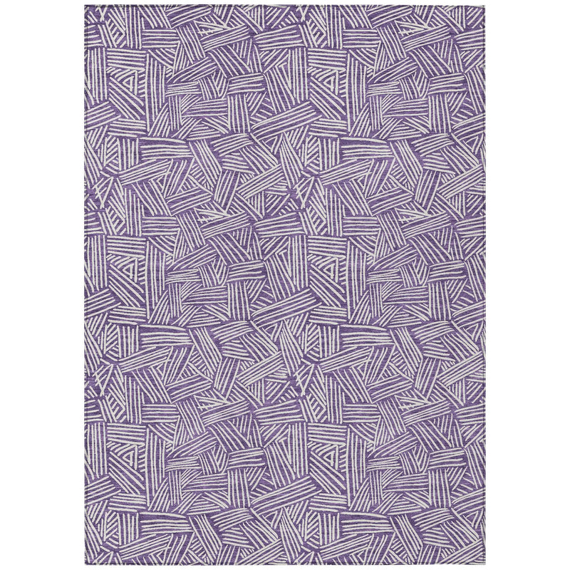 5' X 8' Purple And Beige Geometric Washable Indoor Outdoor Area Rug Homeroots Outdoor