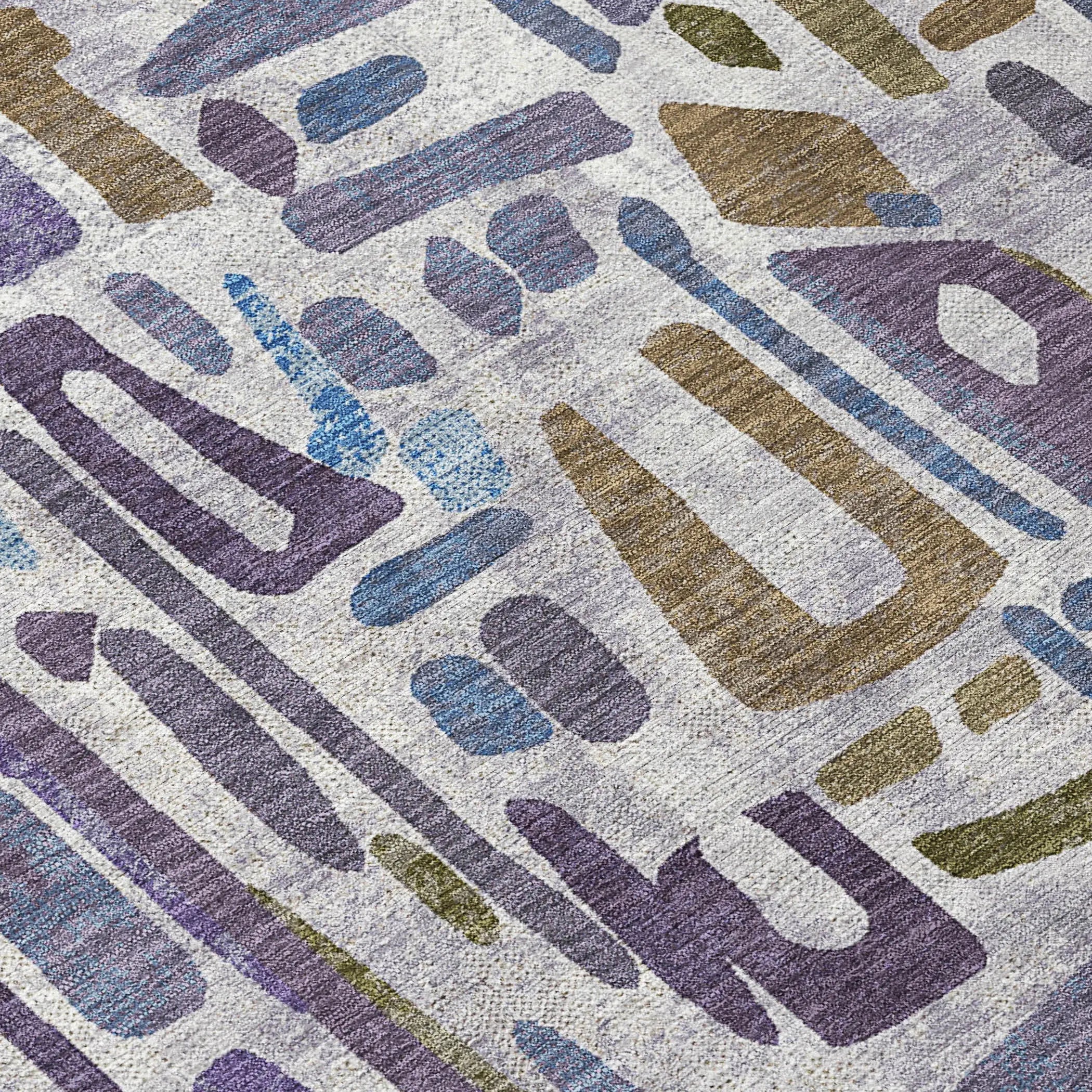 5' X 8' Purple And Brown Abstract Washable Indoor Outdoor Area Rug Homeroots Outdoor