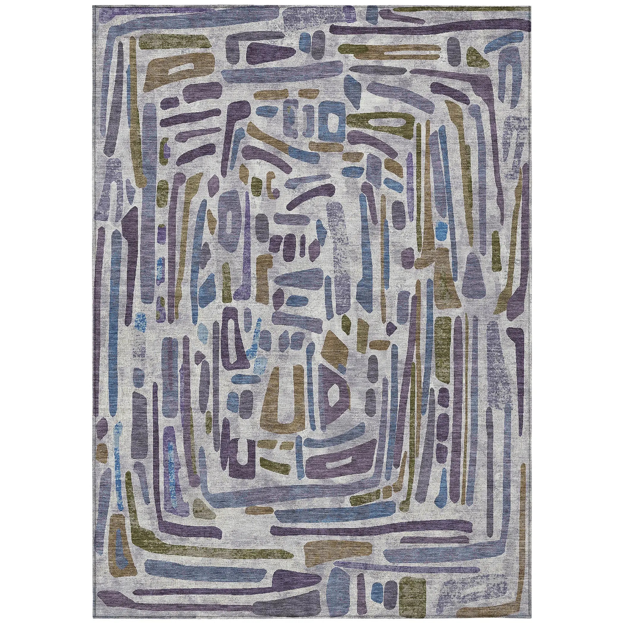 5' X 8' Purple And Brown Abstract Washable Indoor Outdoor Area Rug Homeroots Outdoor