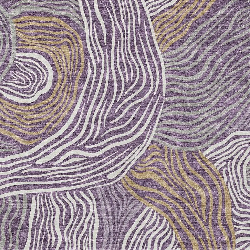 5' X 8' Purple And Ivory Ikat Washable Indoor Outdoor Area Rug Homeroots Outdoor