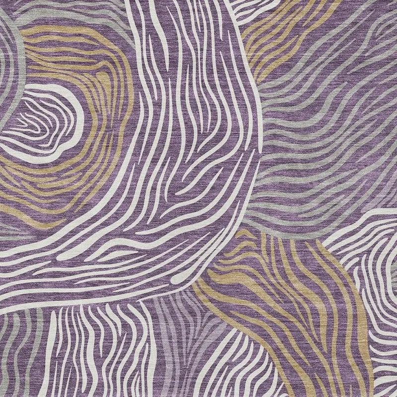 5' X 8' Purple And Ivory Ikat Washable Indoor Outdoor Area Rug Homeroots Outdoor