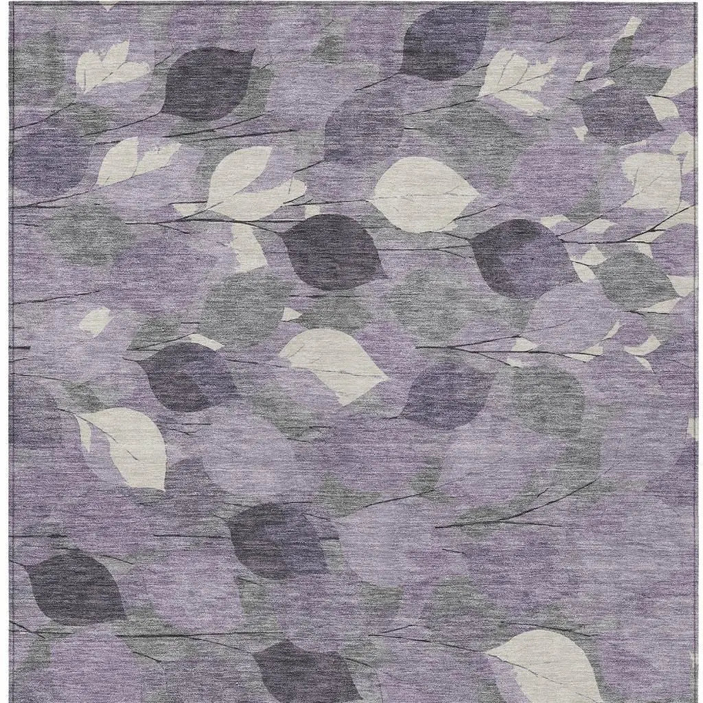 5' X 8' Purple And Lavender Floral Washable Indoor Outdoor Area Rug Homeroots Outdoor