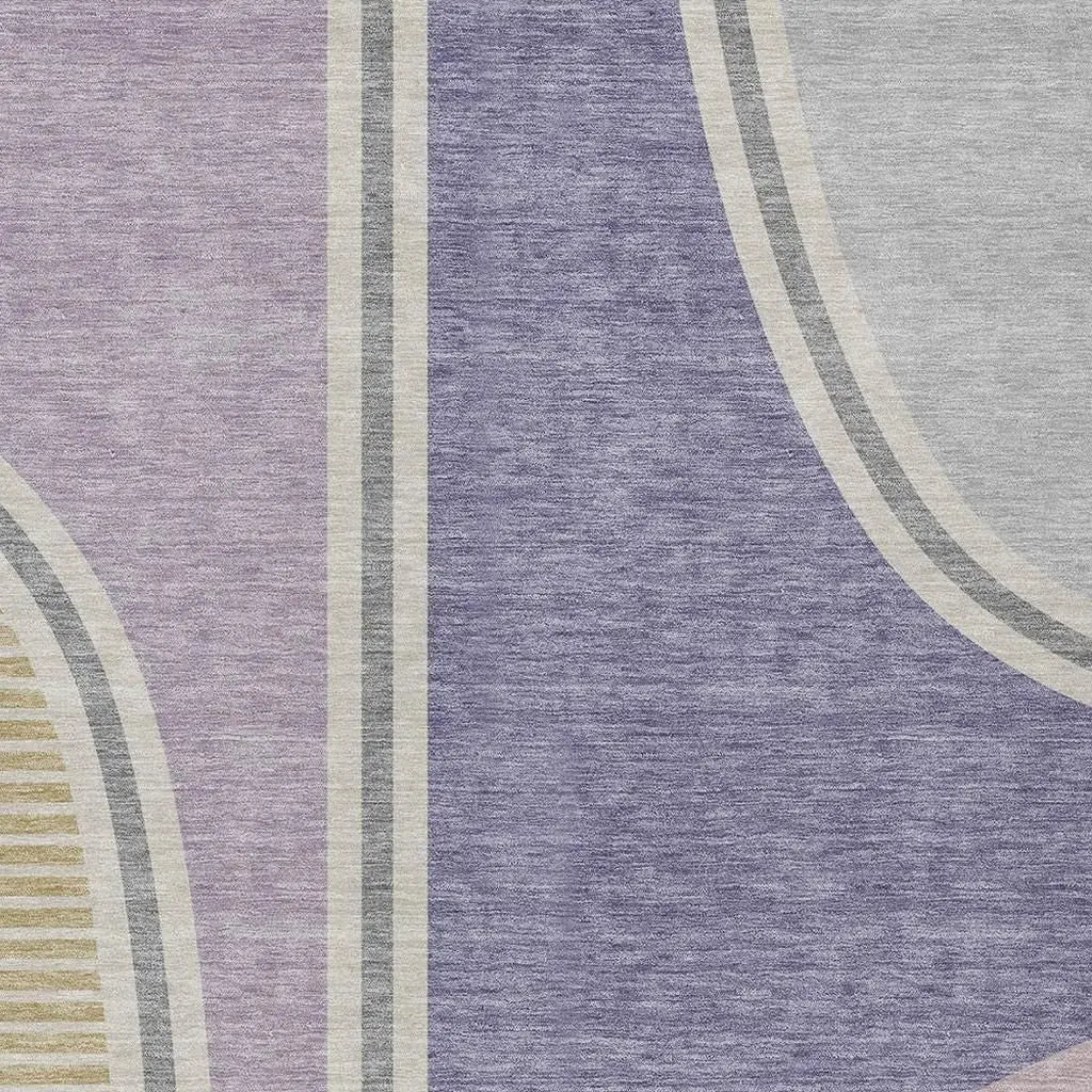 5' X 8' Purple And Lavender Geometric Washable Indoor Outdoor Area Rug Homeroots Outdoor