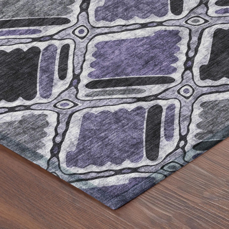5' X 8' Purple And Lavender Geometric Washable Indoor Outdoor Area Rug Homeroots Outdoor