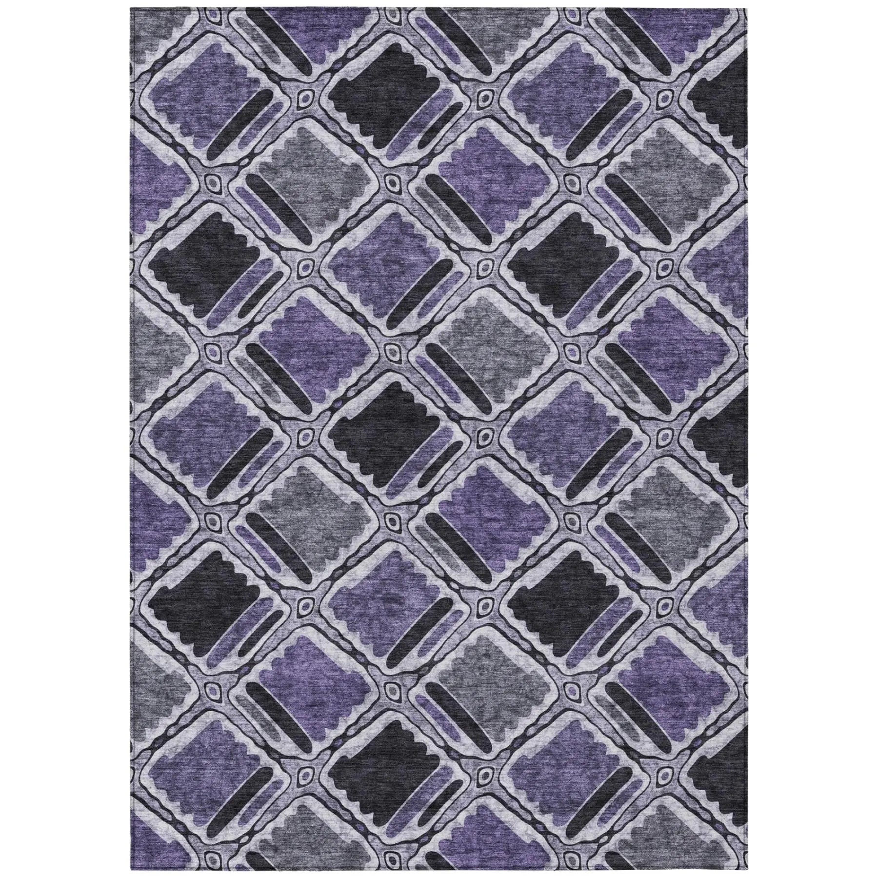 5' X 8' Purple And Lavender Geometric Washable Indoor Outdoor Area Rug Homeroots Outdoor
