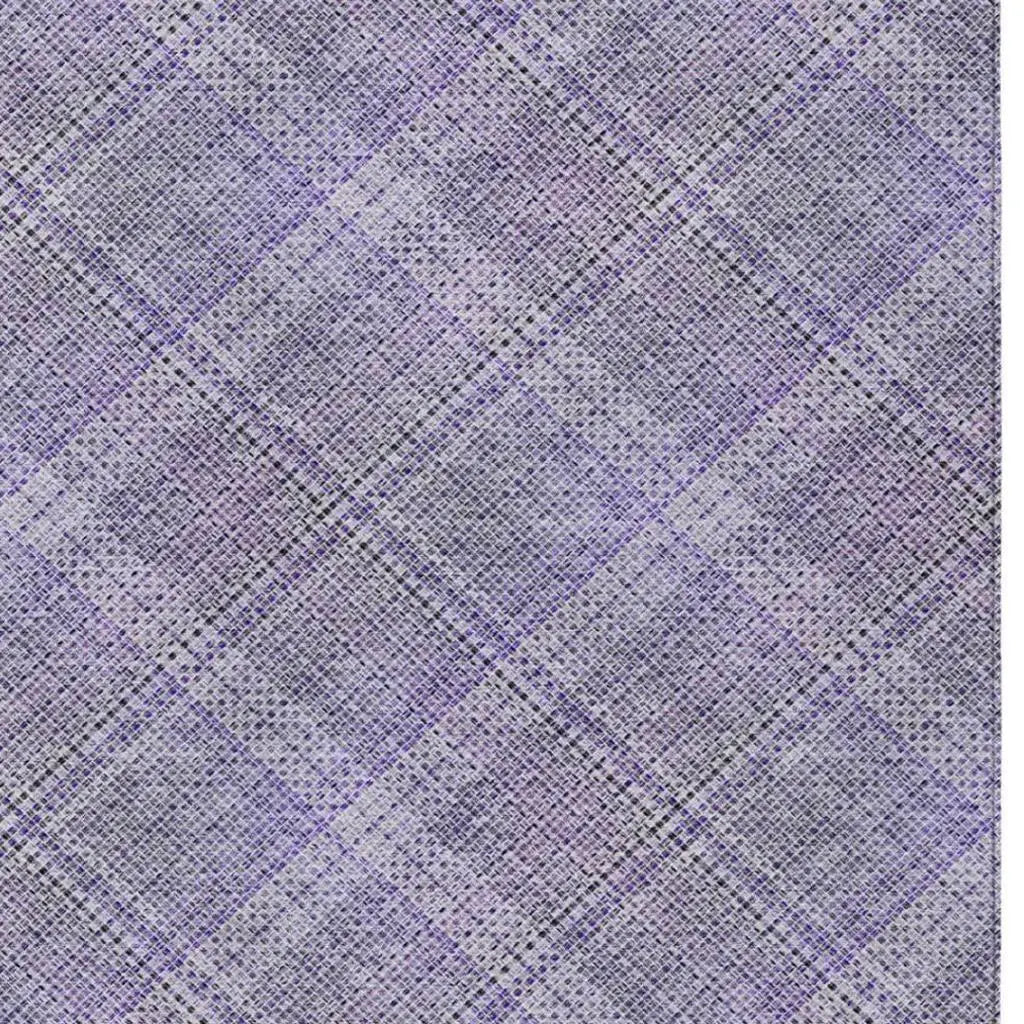 5' X 8' Purple And Lavender Plaid Washable Indoor Outdoor Area Rug Homeroots Outdoor