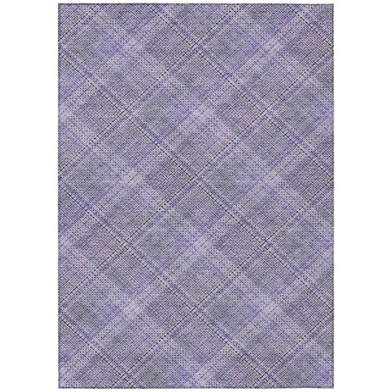 5' X 8' Purple And Lavender Plaid Washable Indoor Outdoor Area Rug Homeroots Outdoor
