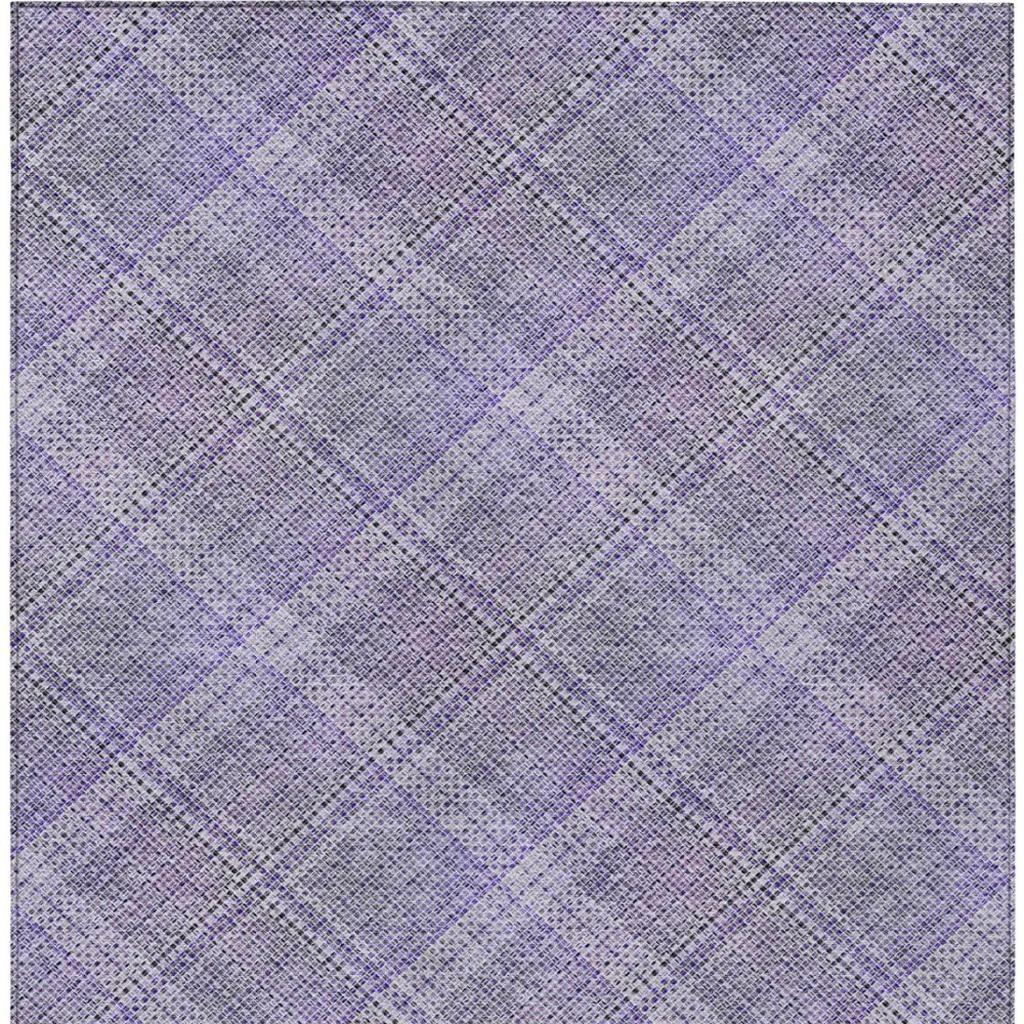 5' X 8' Purple And Lavender Plaid Washable Indoor Outdoor Area Rug Homeroots Outdoor