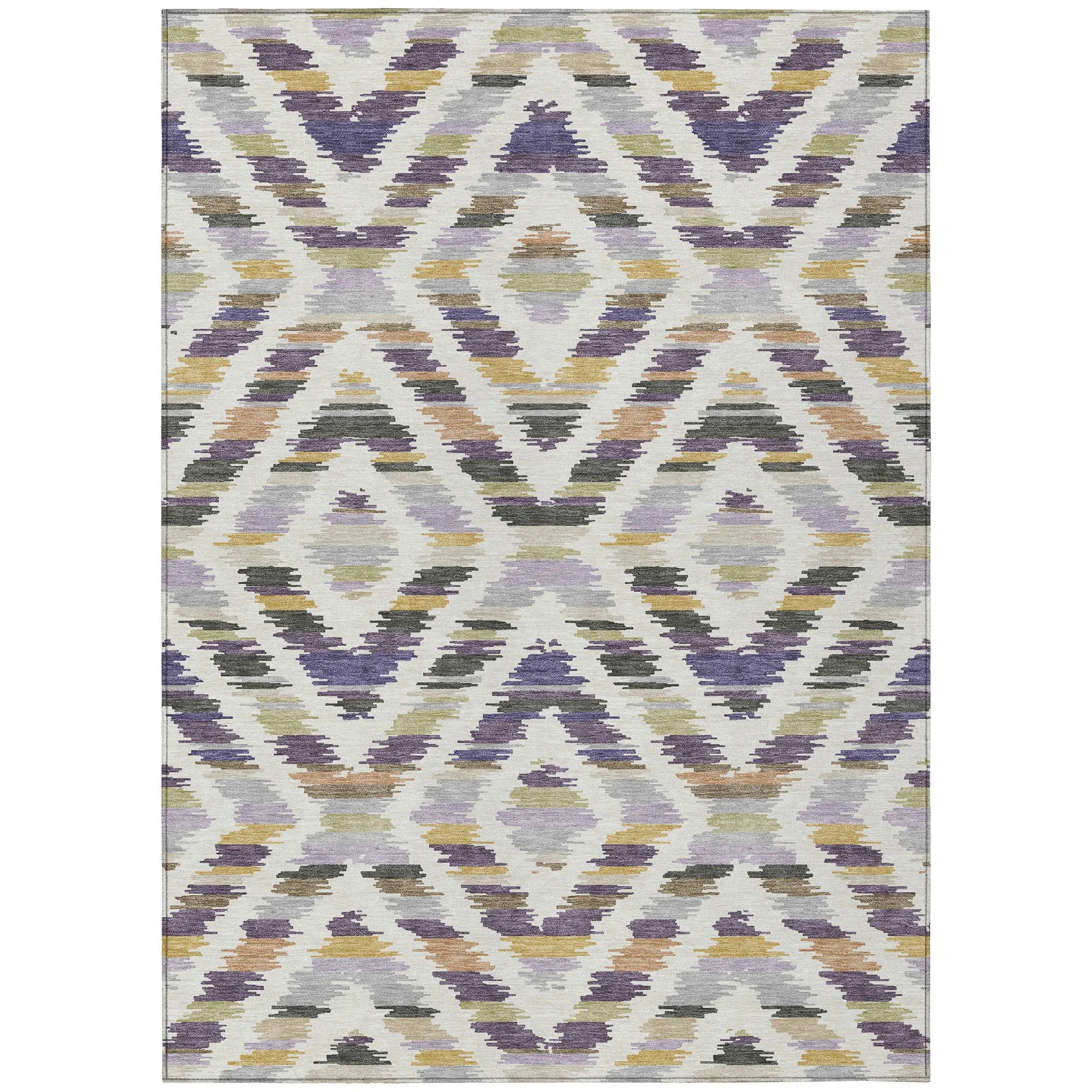 5' X 8' Purple And Lavender Tribal Washable Indoor Outdoor Area Rug Homeroots Outdoor