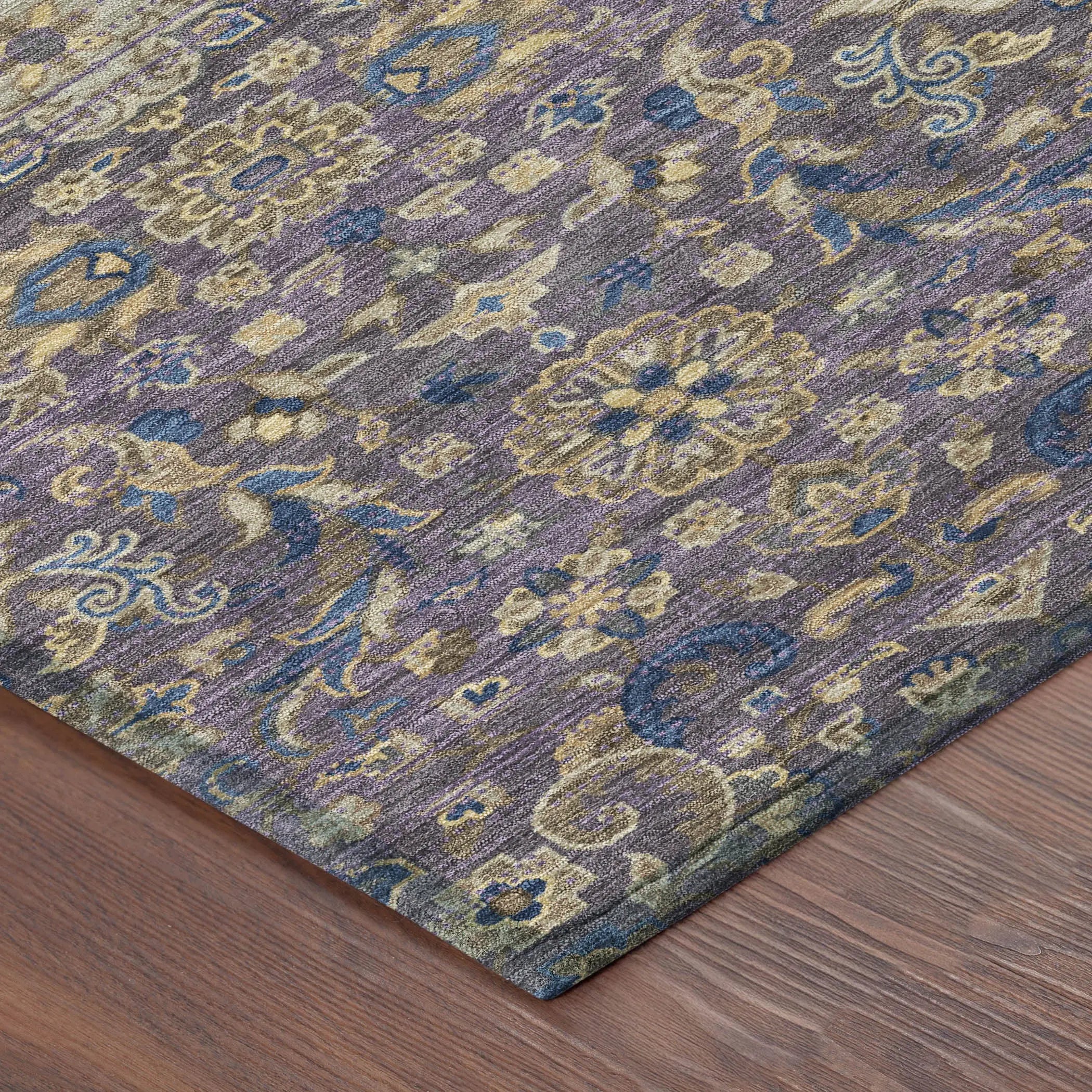 5' X 8' Purple And Plum Floral Medallion Washable Indoor Outdoor Area Rug Homeroots Outdoor