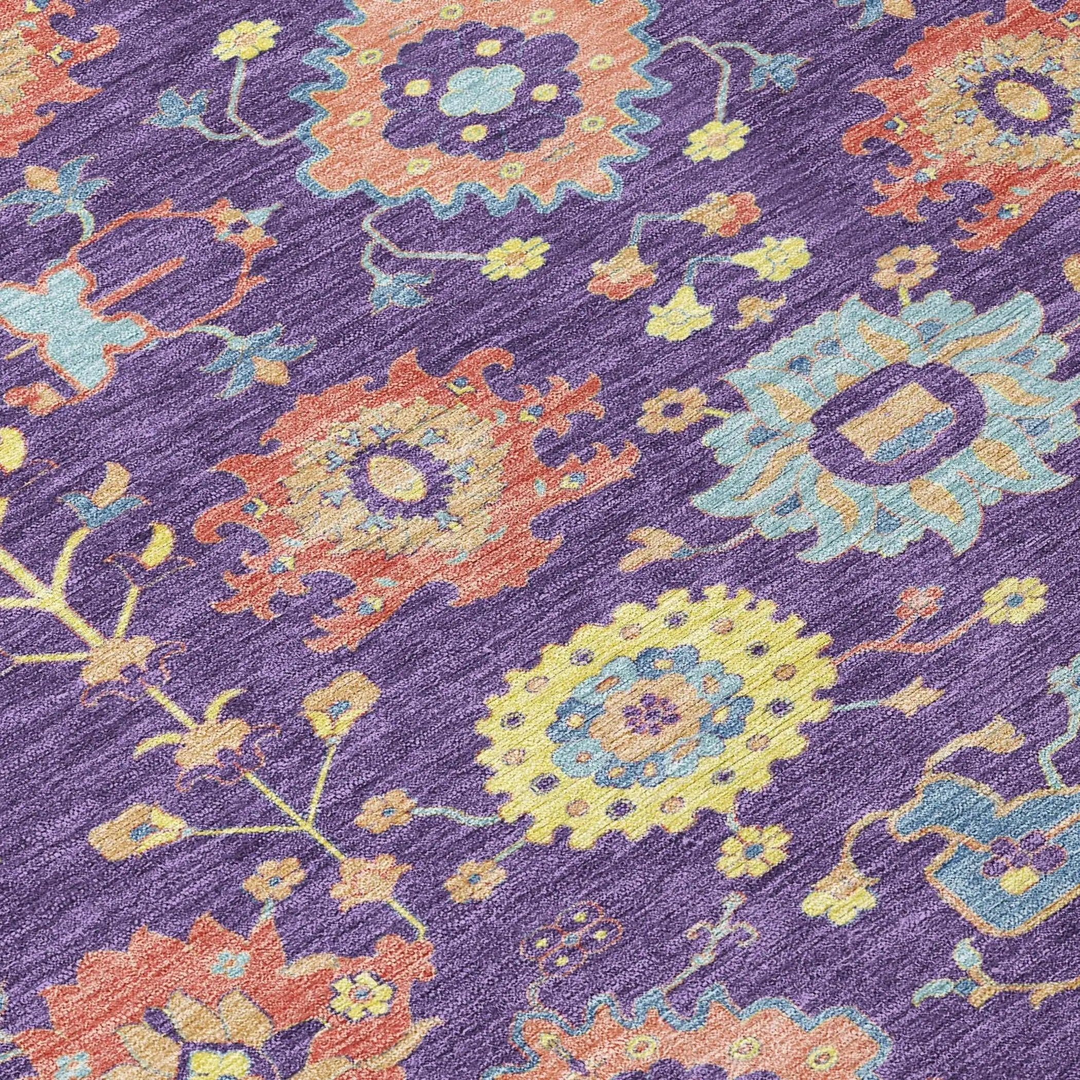 5' X 8' Purple And Plum Geometric Washable Indoor Outdoor Area Rug Homeroots Outdoor