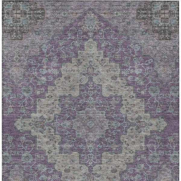 5' X 8' Purple And Plum Medallion Washable Indoor Outdoor Area Rug Homeroots Outdoor