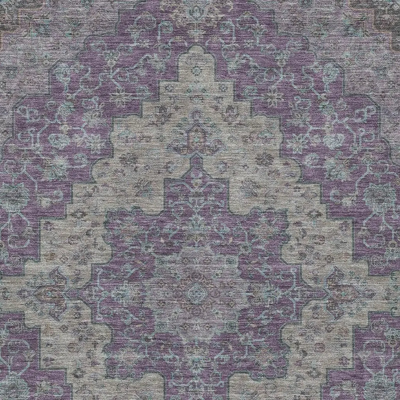 5' X 8' Purple And Plum Medallion Washable Indoor Outdoor Area Rug Homeroots Outdoor
