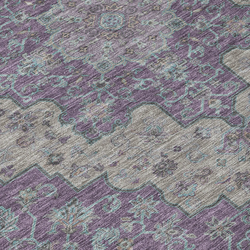 5' X 8' Purple And Plum Medallion Washable Indoor Outdoor Area Rug Homeroots Outdoor