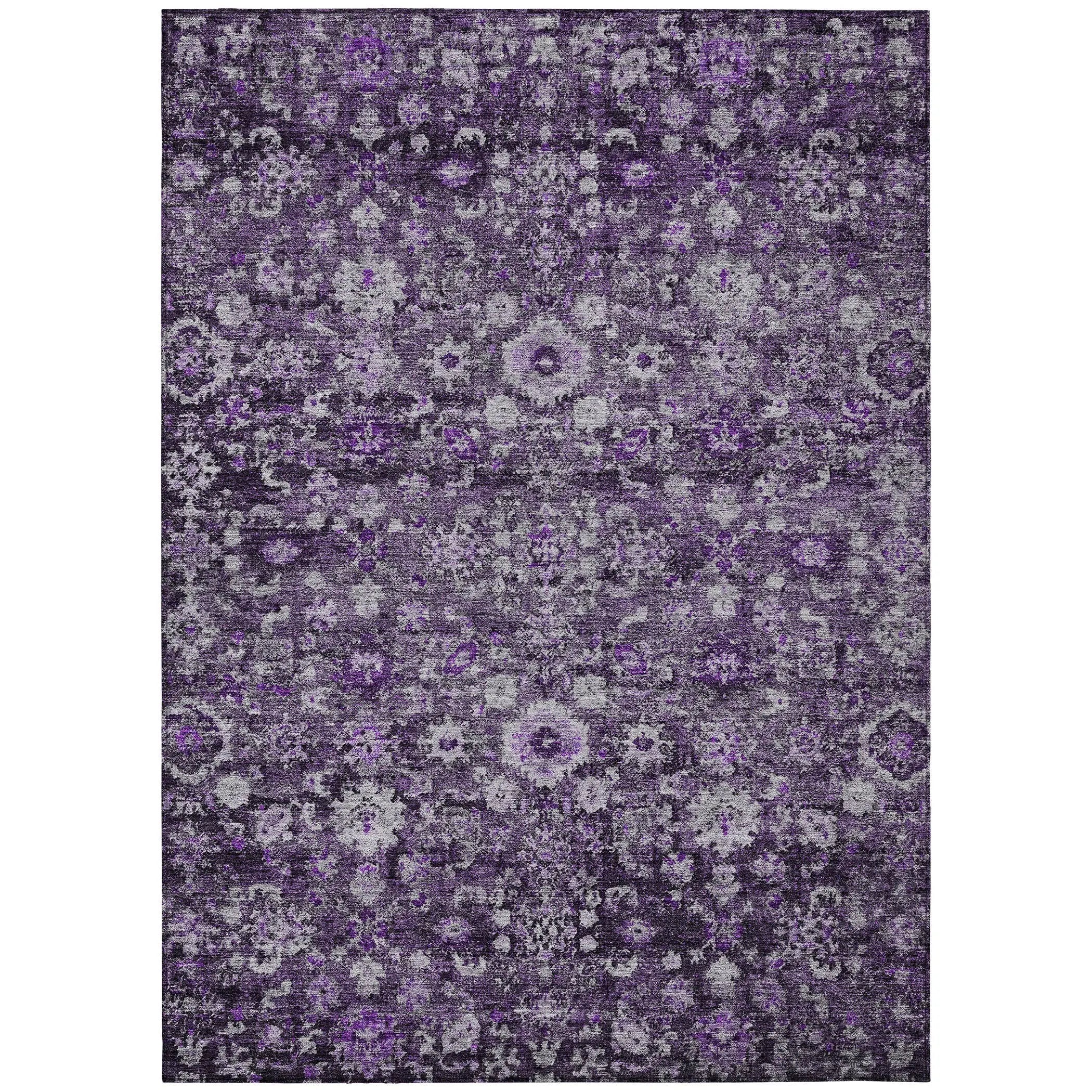 5' X 8' Purple Lilac And Lavender Oriental Washable Indoor Outdoor Area Rug Homeroots Outdoor