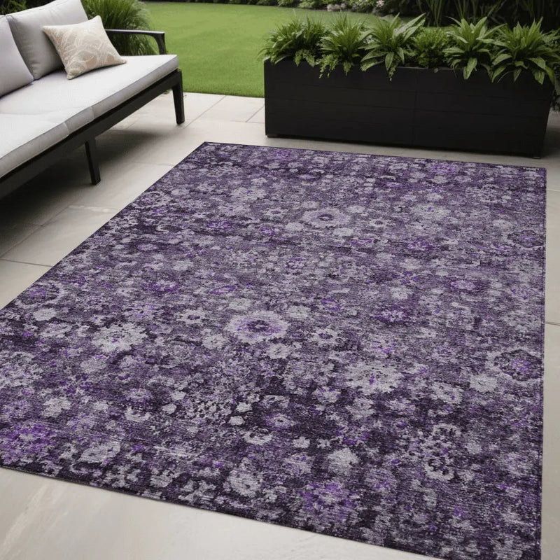 5' X 8' Purple Lilac And Lavender Oriental Washable Indoor Outdoor Area Rug Homeroots Outdoor