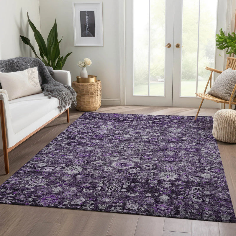 5' X 8' Purple Lilac And Lavender Oriental Washable Indoor Outdoor Area Rug Homeroots Outdoor