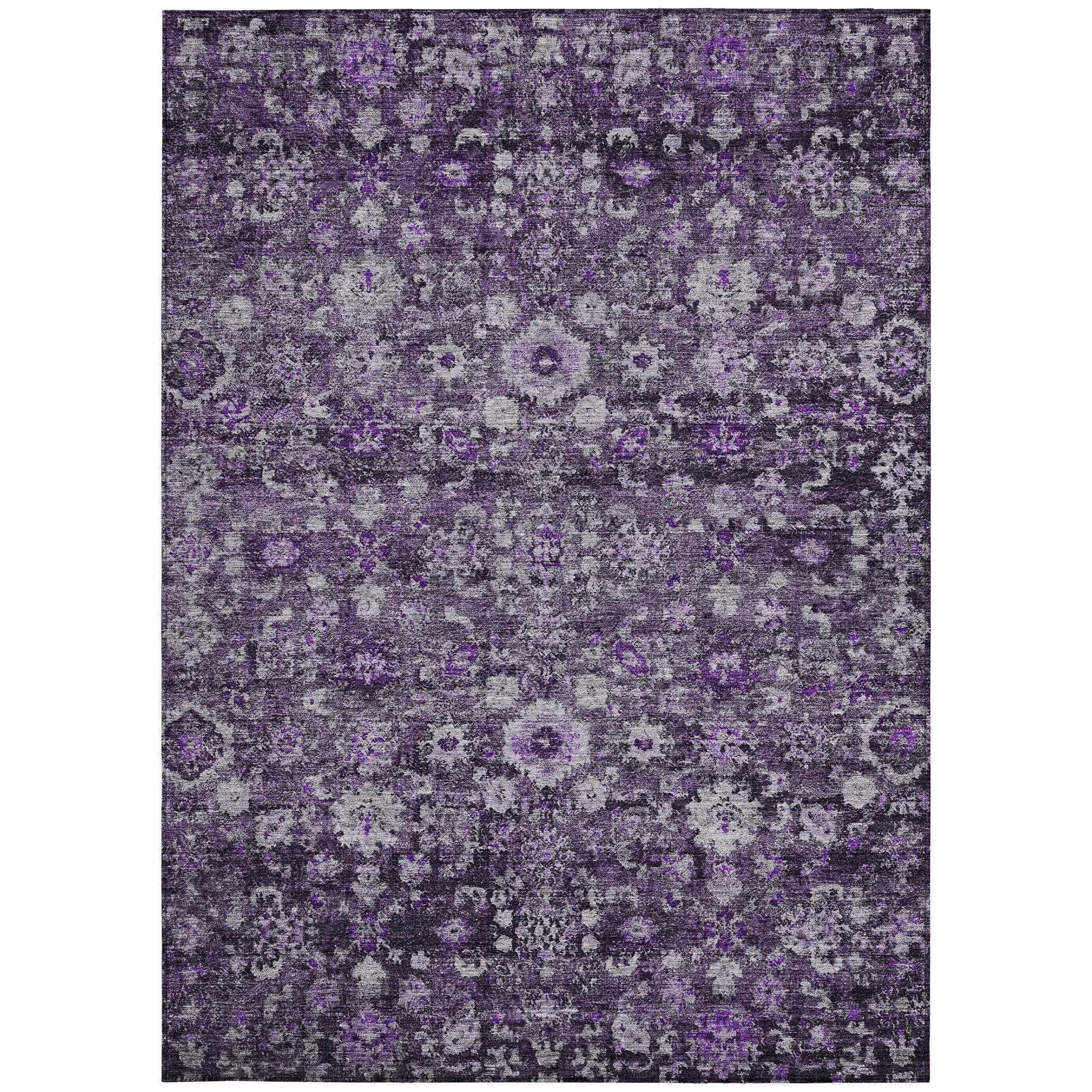 5' X 8' Purple Lilac And Lavender Oriental Washable Indoor Outdoor Area Rug Homeroots Outdoor