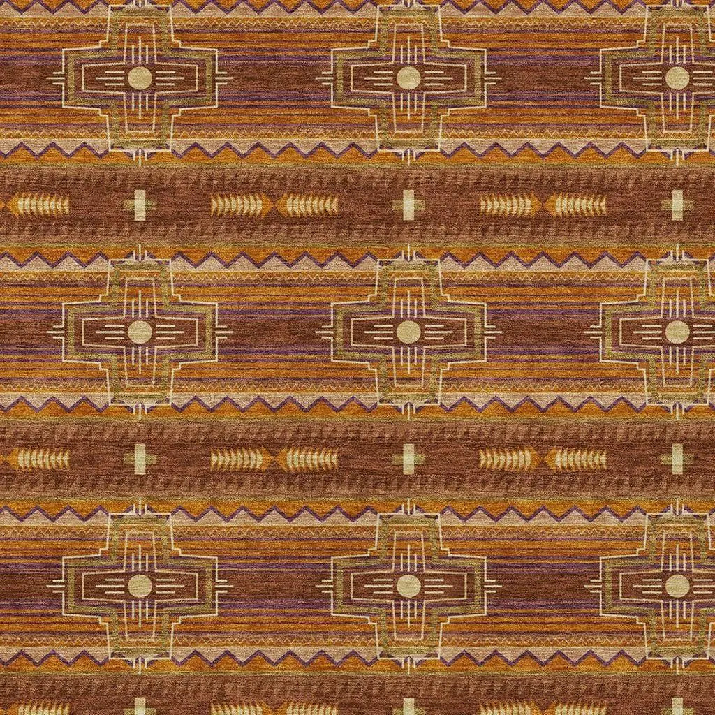 5' X 8' Red And Brown Tribal Washable Indoor Outdoor Area Rug Homeroots Outdoor