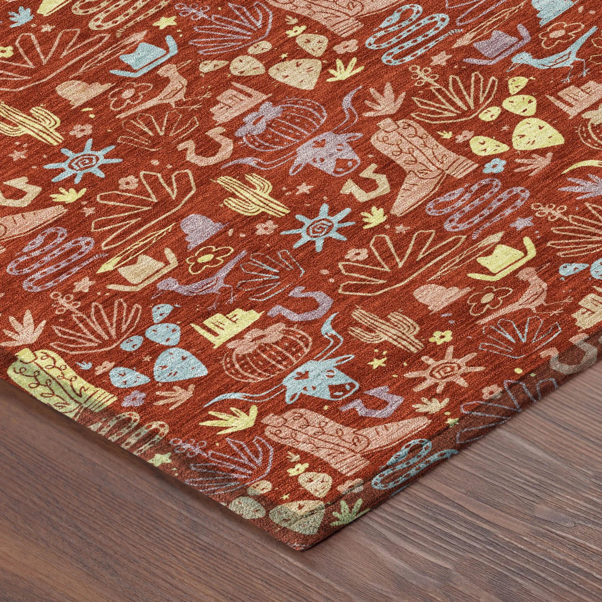 5' X 8' Red And Coral Stars Washable Indoor Outdoor Area Rug Homeroots Outdoor