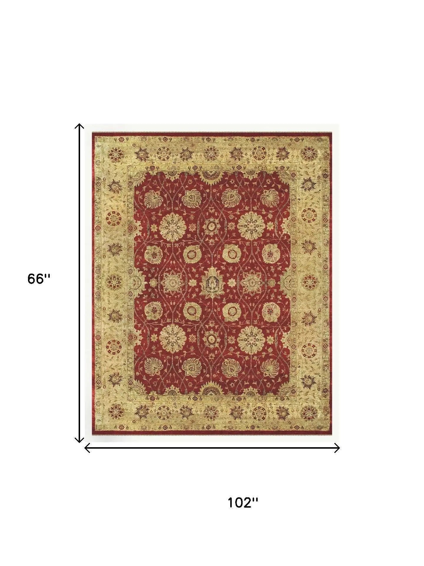 5' X 8' Red And Gold Wool Oriental Hand Knotted Area Rug Homeroots Home Decor