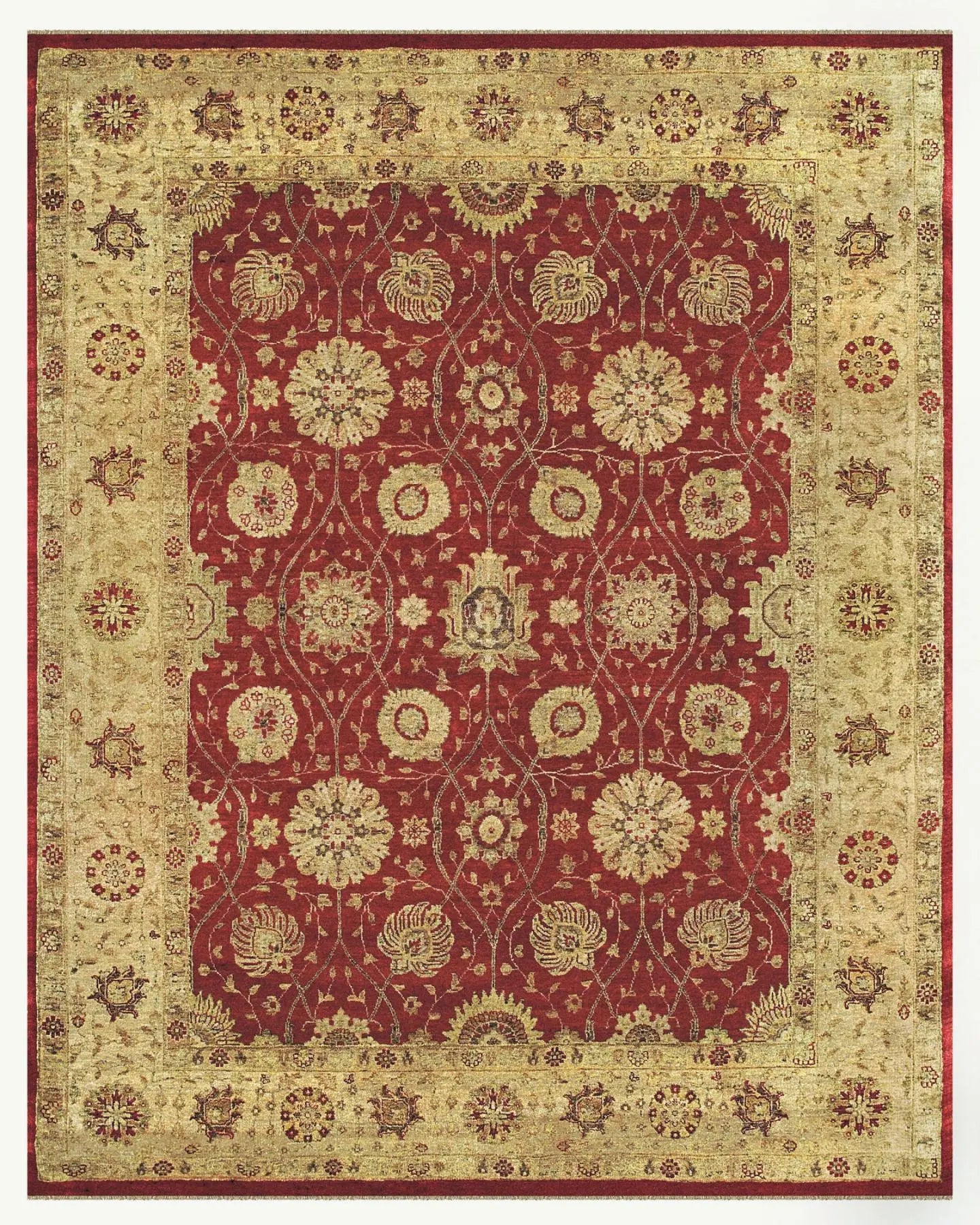 5' X 8' Red And Gold Wool Oriental Hand Knotted Area Rug Homeroots Home Decor