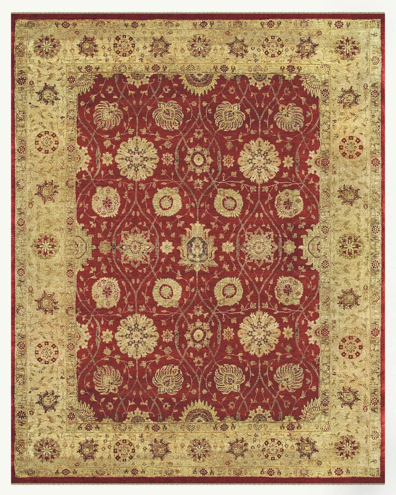 5' X 8' Red And Gold Wool Oriental Hand Knotted Area Rug Homeroots Home Decor