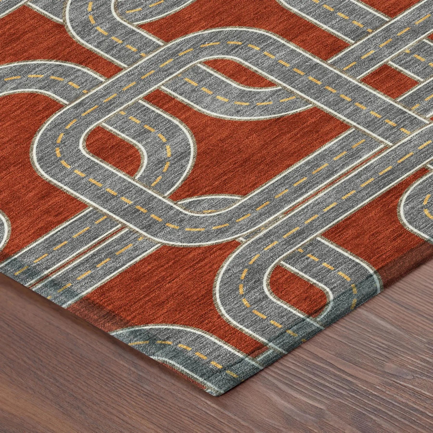 5' X 8' Red And Gray Geometric Washable Indoor Outdoor Area Rug Homeroots Outdoor