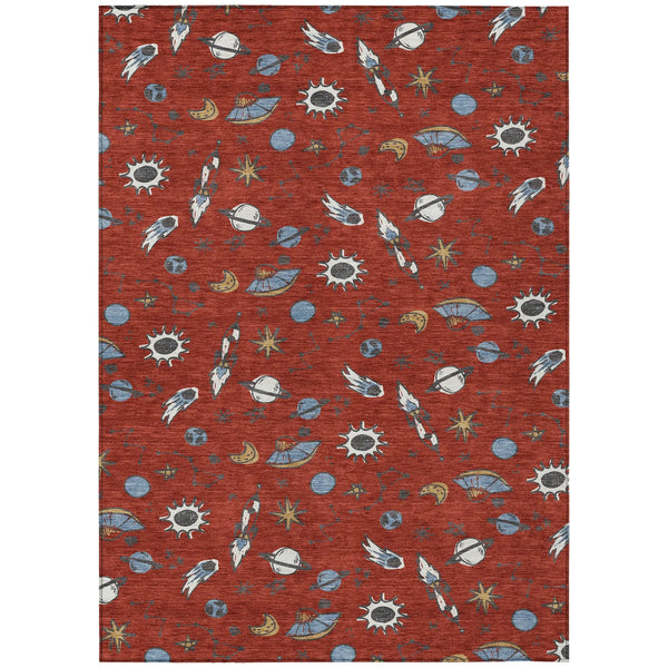 5' X 8' Red And Ivory Animal Print Washable Indoor Outdoor Area Rug Homeroots Outdoor
