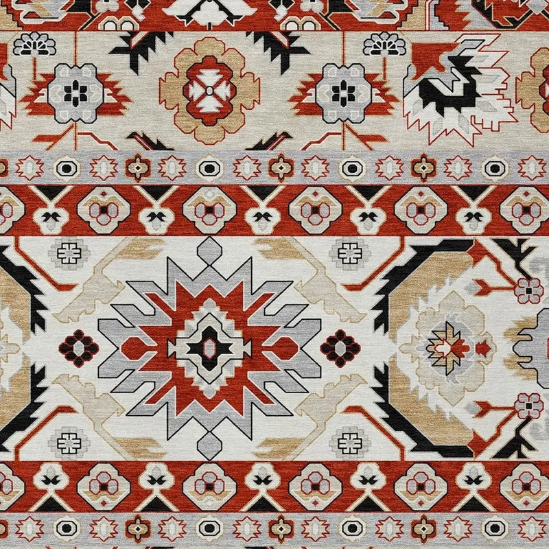 5' X 8' Red And Ivory Cactus Washable Indoor Outdoor Area Rug Homeroots Outdoor