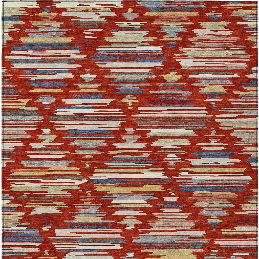 5' X 8' Red And Ivory Southwestern Washable Indoor Outdoor Area Rug Homeroots Outdoor