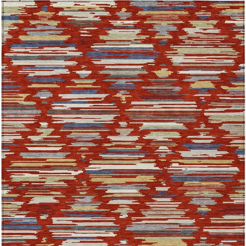 5' X 8' Red And Ivory Southwestern Washable Indoor Outdoor Area Rug Homeroots Outdoor