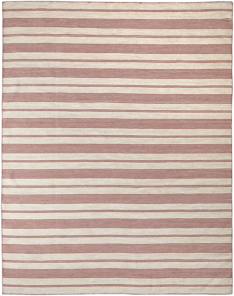 5' X 8' Red And Ivory Striped Dhurrie Hand Woven Stain Resistant Area Rug Homeroots Outdoor