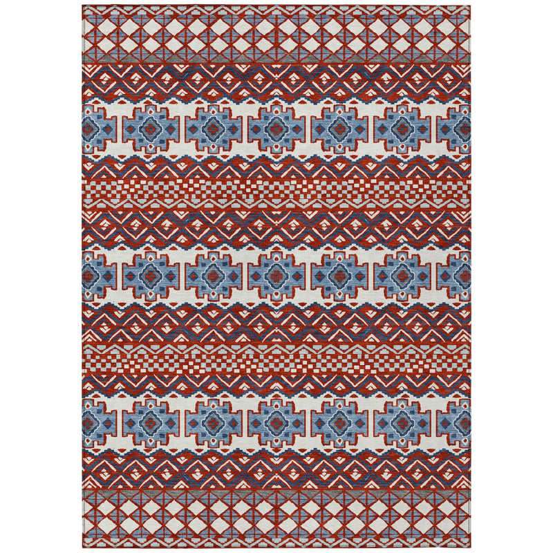 5' X 8' Red And Ivory Striped Washable Indoor Outdoor Area Rug Homeroots Outdoor