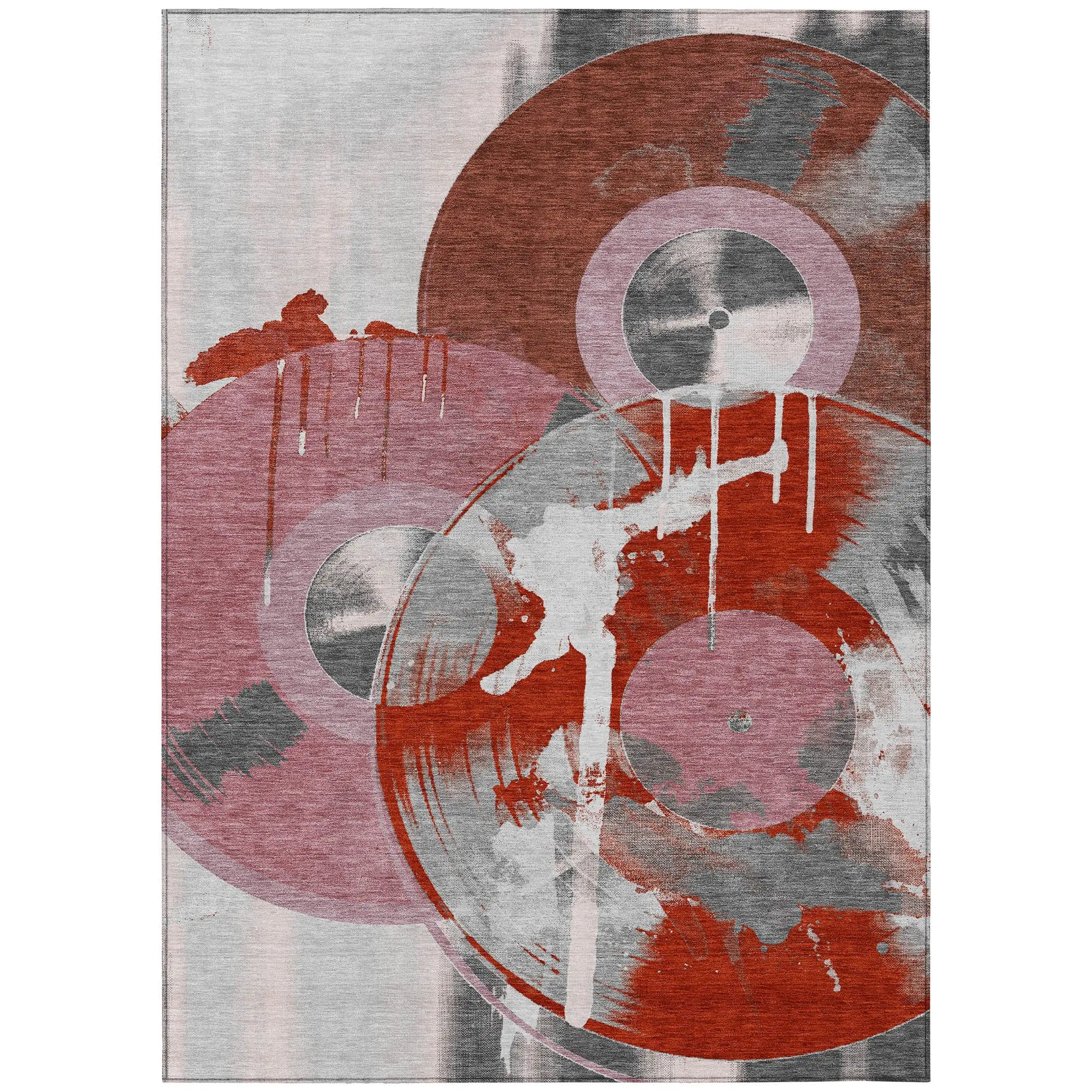 5' X 8' Red And Mauve Geometric Washable Indoor Outdoor Area Rug Homeroots Outdoor
