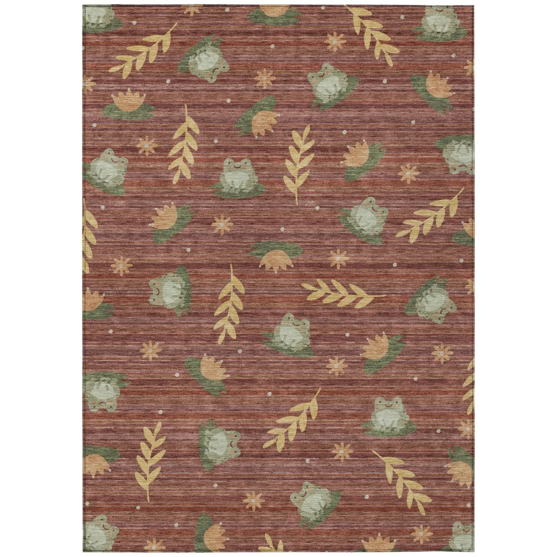 5' X 8' Red And Merlot Botanical Leaves Washable Indoor Outdoor Area Rug Homeroots Outdoor