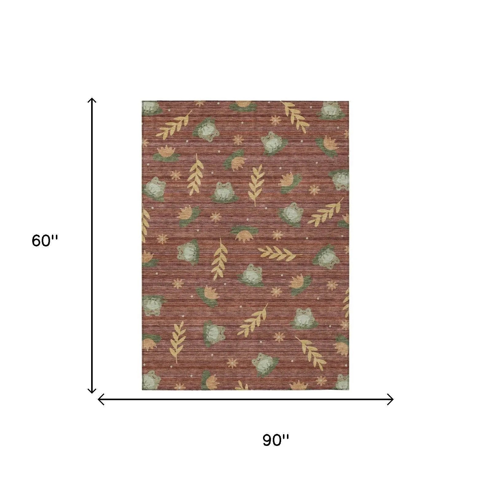 5' X 8' Red And Merlot Botanical Leaves Washable Indoor Outdoor Area Rug Homeroots Outdoor