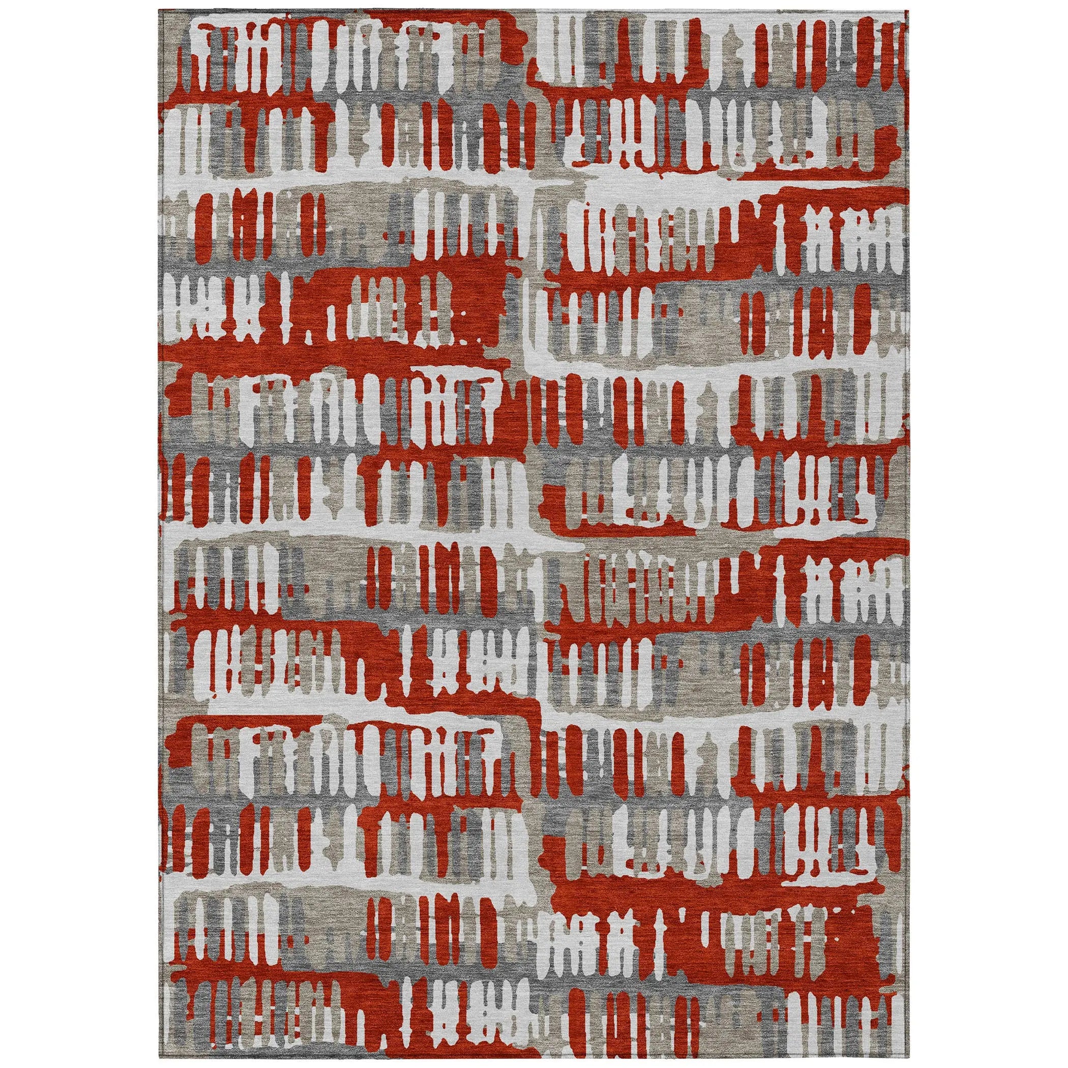 5' X 8' Red And Orange Abstract Washable Indoor Outdoor Area Rug Homeroots Outdoor