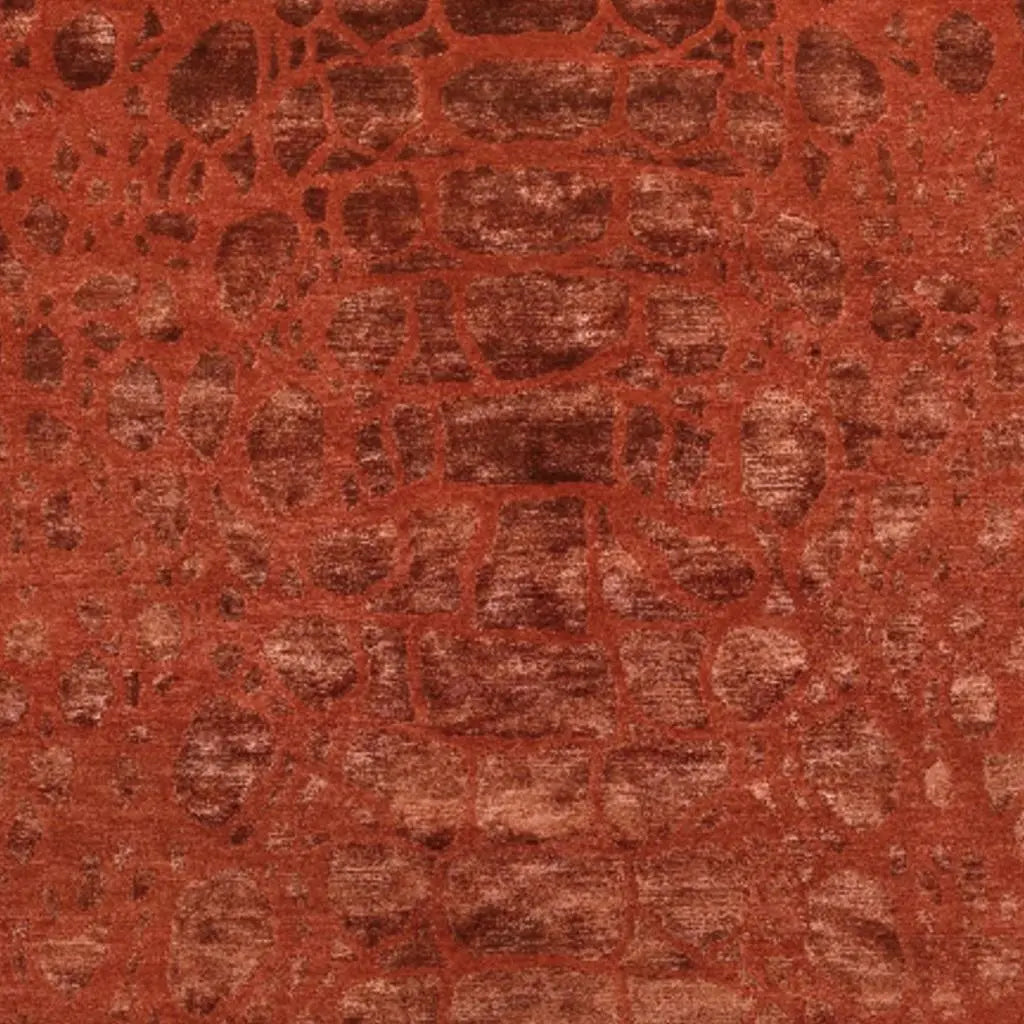 5' X 8' Red And Orange Animal Print Hand Knotted Area Rug Homeroots Home Decor
