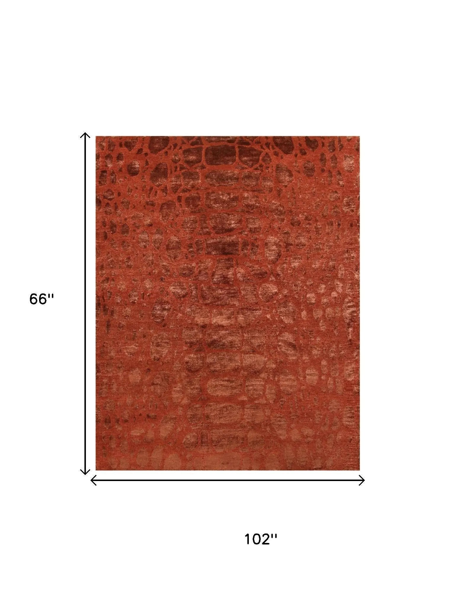 5' X 8' Red And Orange Animal Print Hand Knotted Area Rug Homeroots Home Decor