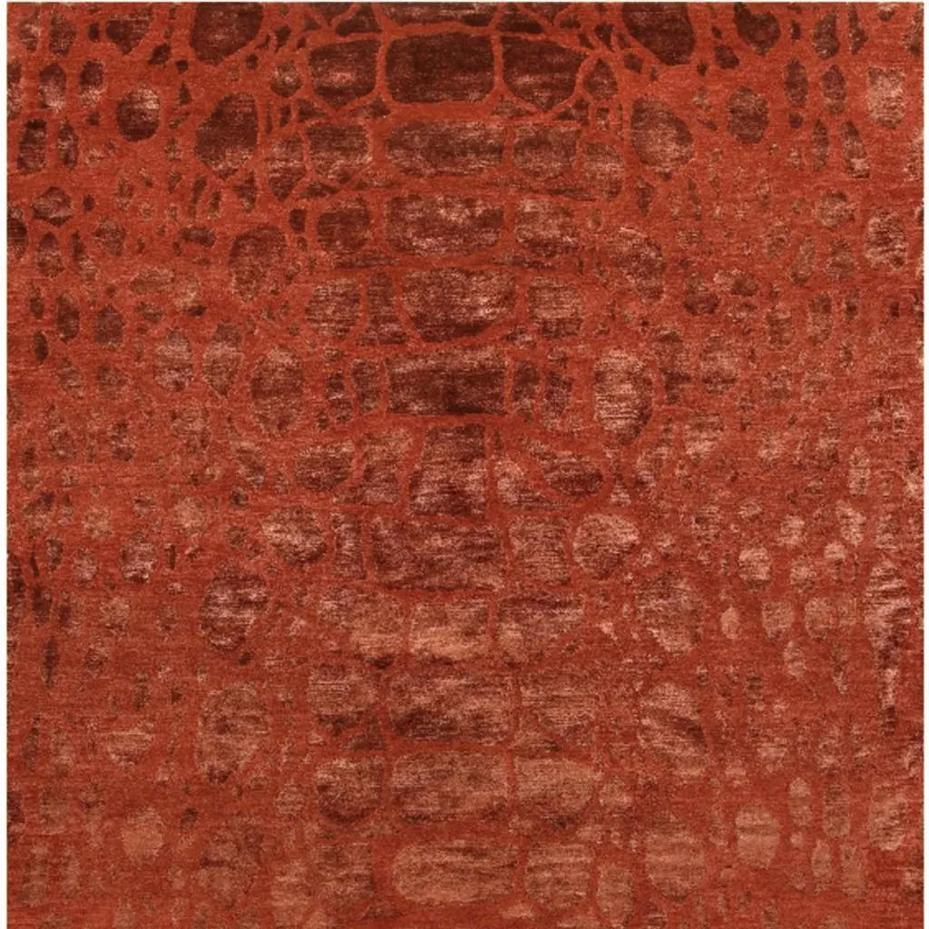 5' X 8' Red And Orange Animal Print Hand Knotted Area Rug Homeroots Home Decor