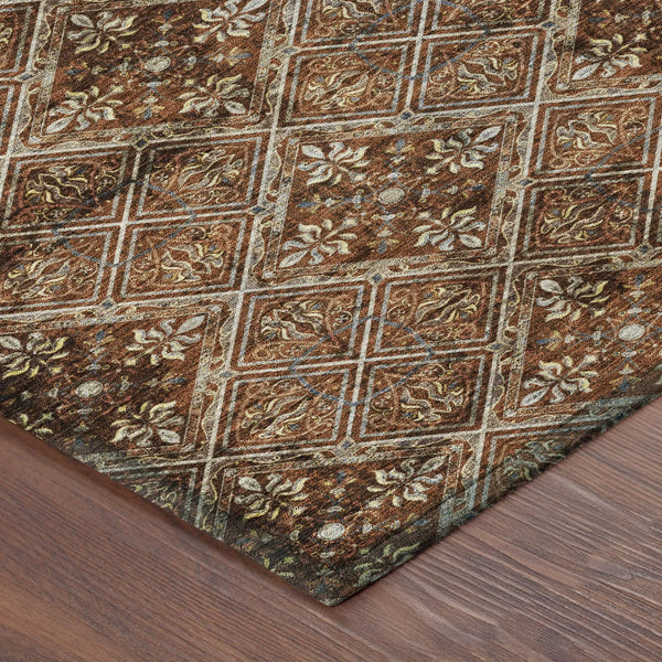 5' X 8' Red And Rust Geometric Washable Indoor Outdoor Area Rug Homeroots Outdoor