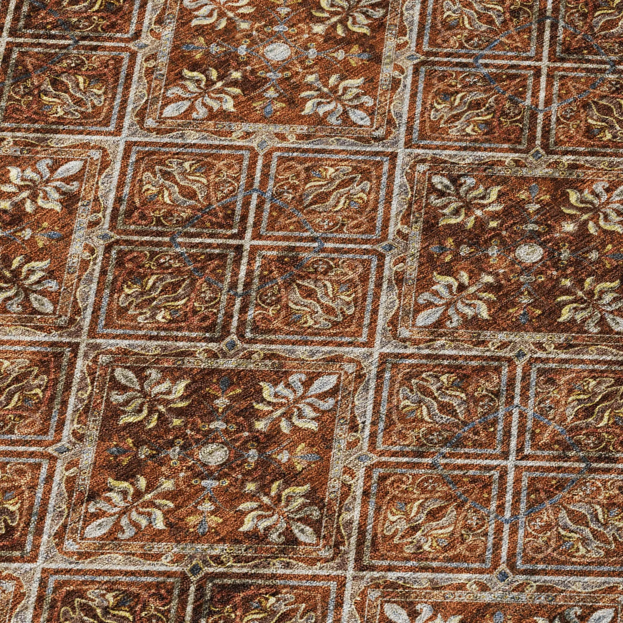 5' X 8' Red And Rust Geometric Washable Indoor Outdoor Area Rug Homeroots Outdoor