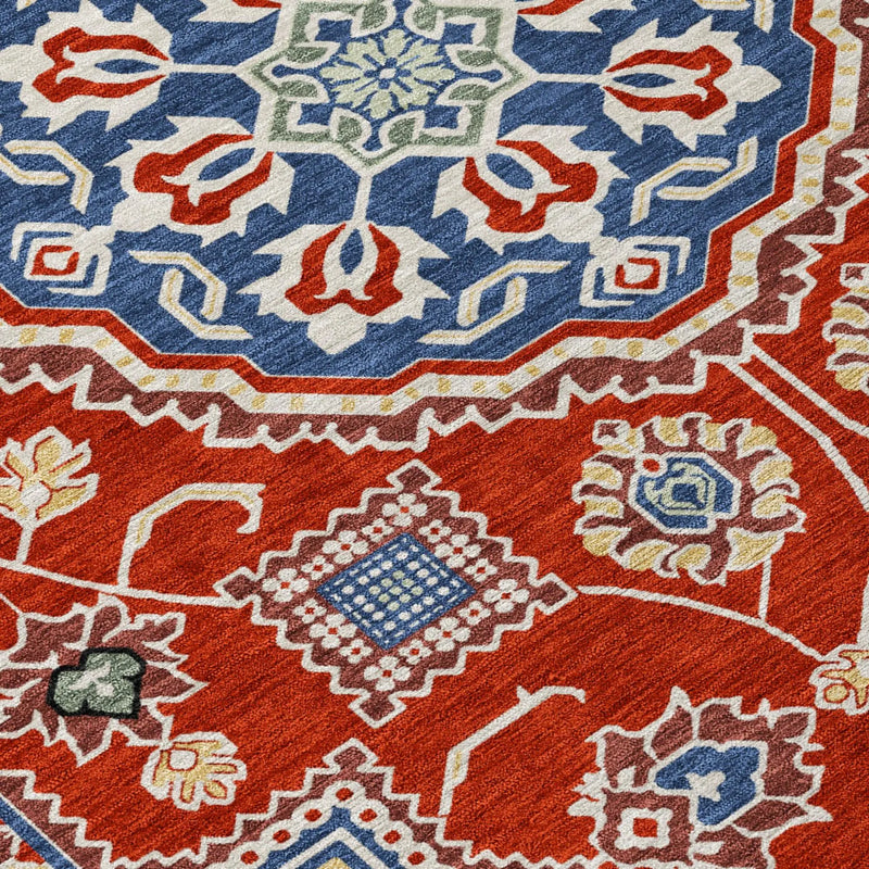 5' X 8' Red And Silver Floral Medallion Washable Indoor Outdoor Area Rug Homeroots Outdoor