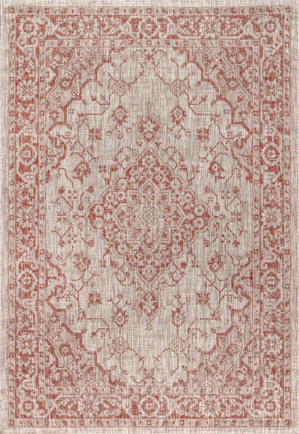 5' X 8' Red And Taupe Medallion Indoor Outdoor Area Rug Homeroots Outdoor