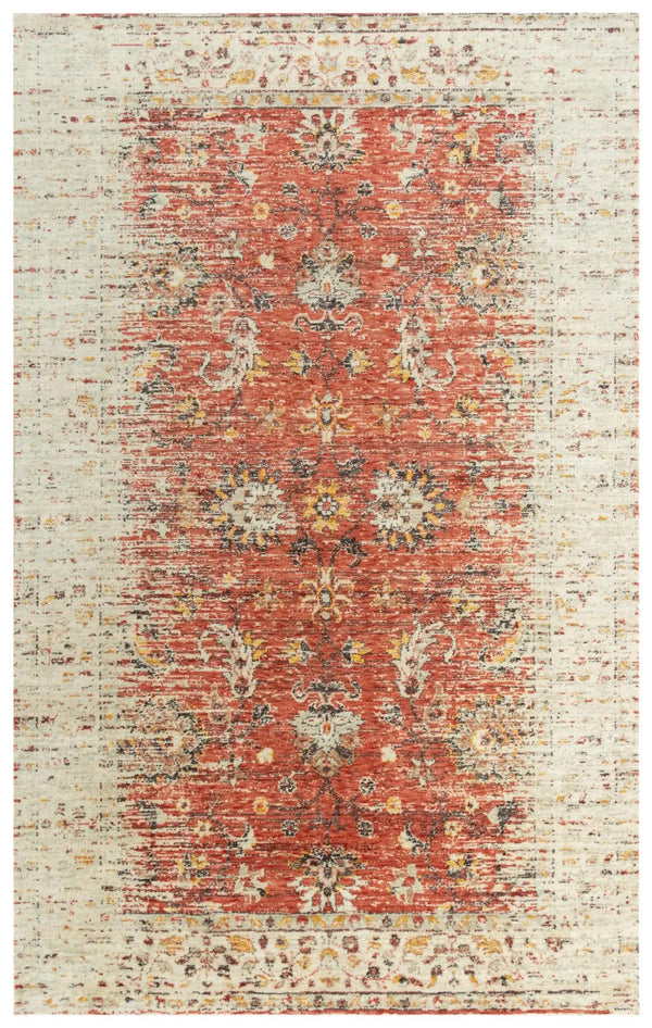 5' X 8' Red Beige Rust And Gold New Zealand Lambs Wool Oriental Hand Carved Handmade Area Rug Homeroots Home Decor