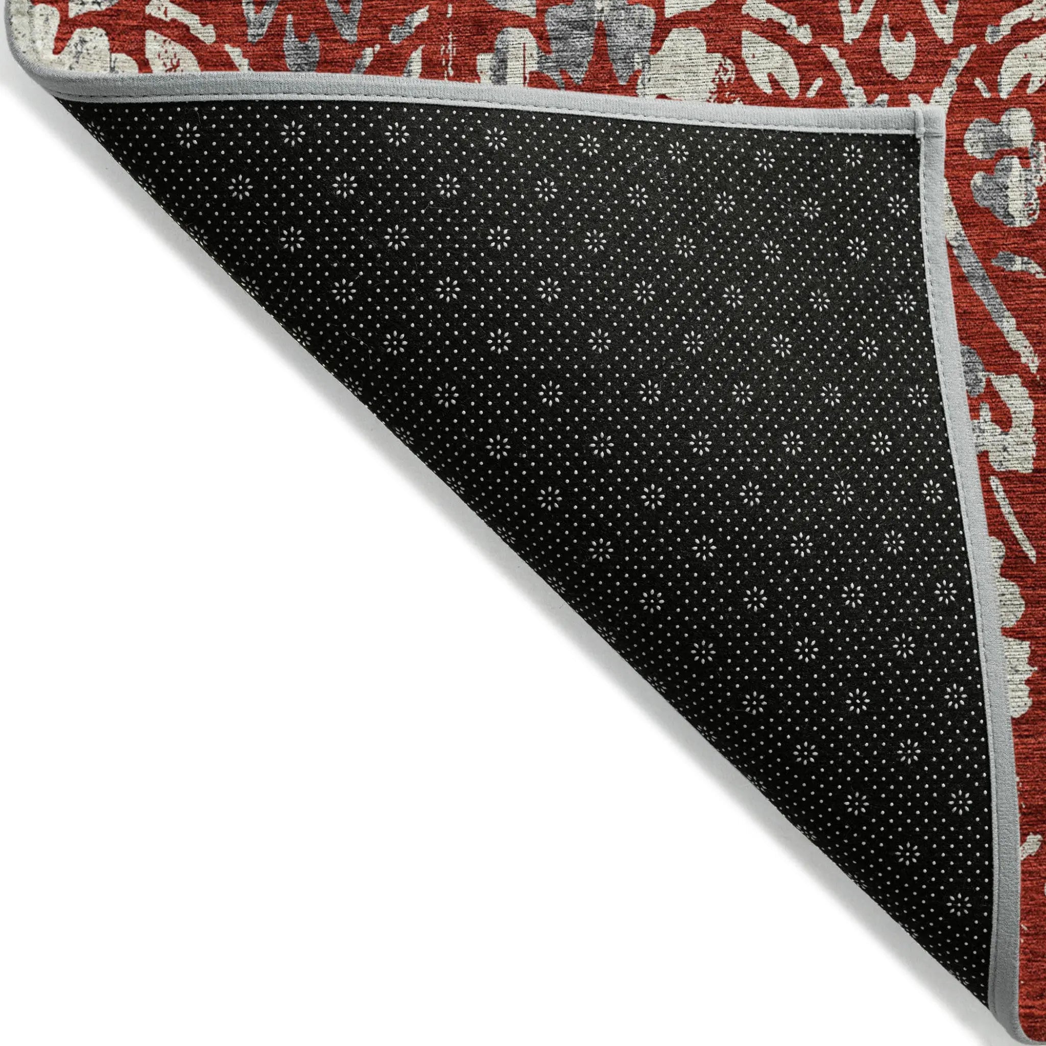 5' X 8' Red Ivory And Dark Gray Floral Washable Indoor Outdoor Area Rug Homeroots Outdoor