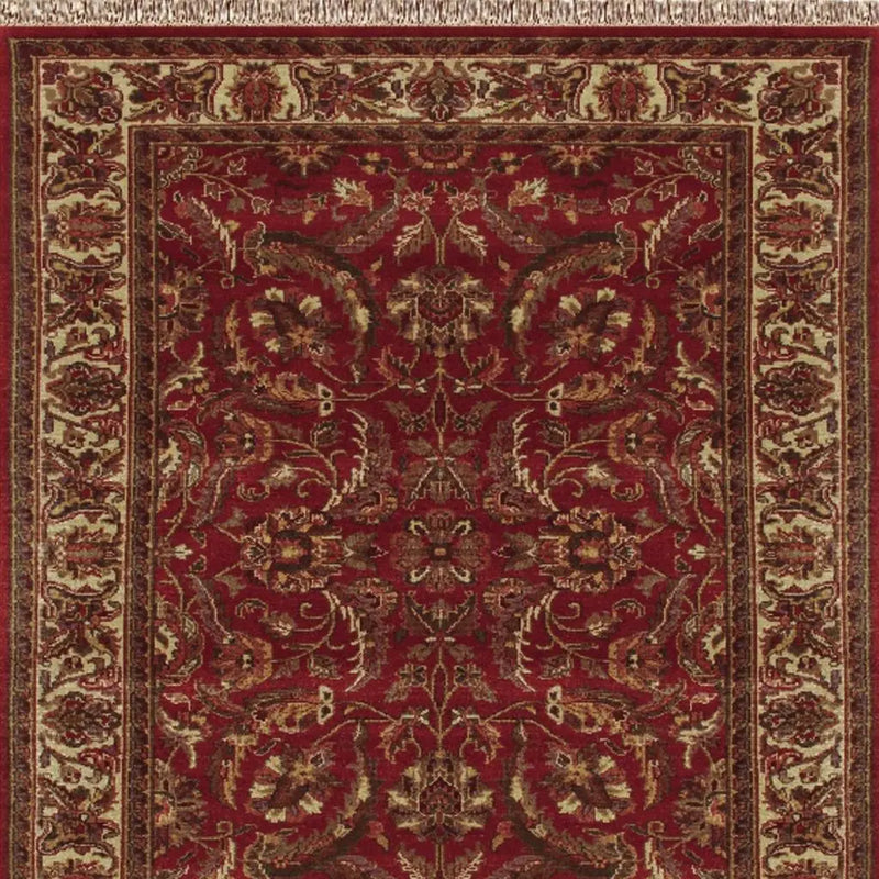 5' X 8' Red Ivory And Gold Wool Oriental Hand Knotted Area Rug With Fringe Homeroots Home Decor