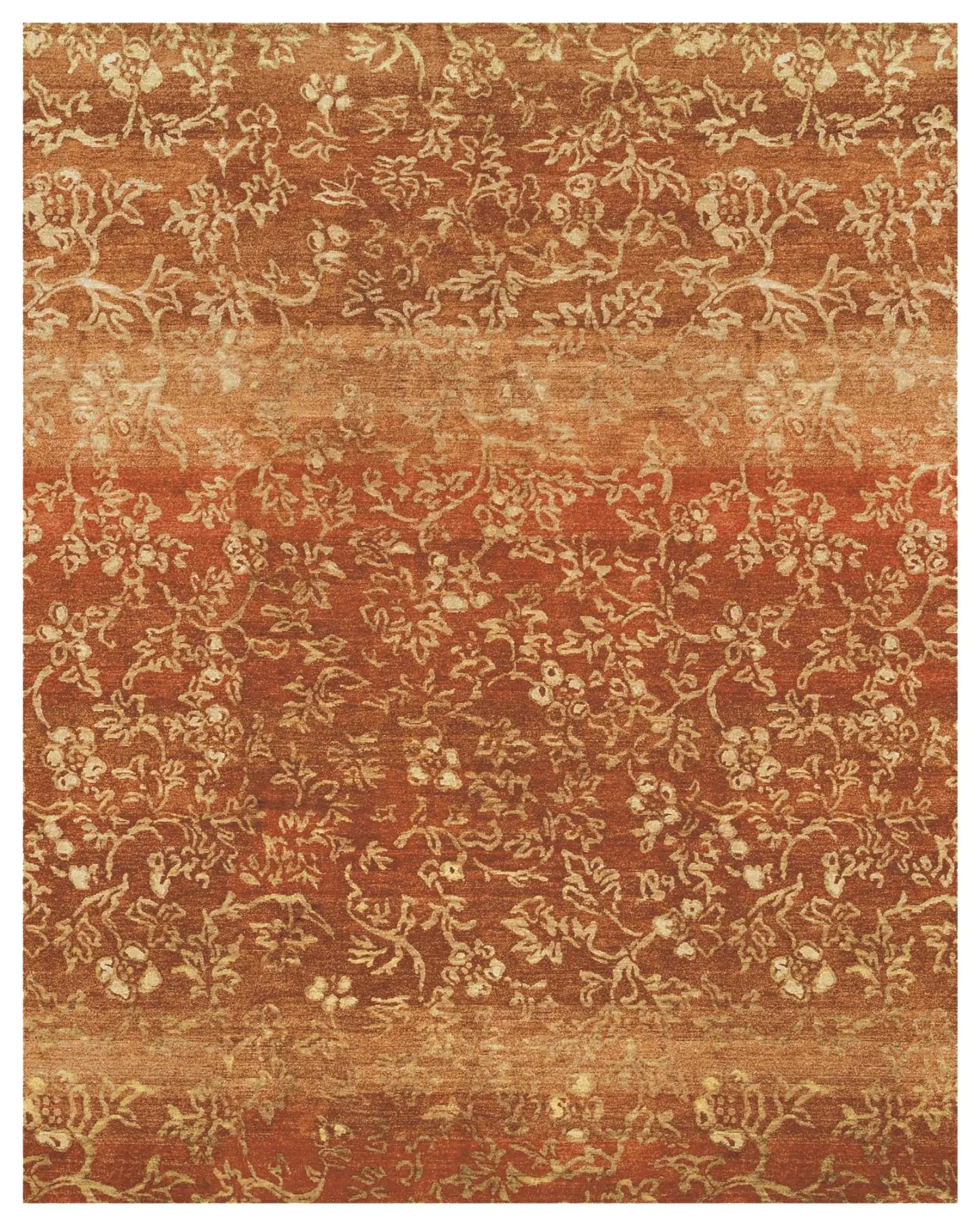 5' X 8' Red Orange And Gold Wool Floral Hand Knotted Area Rug Homeroots Home Decor